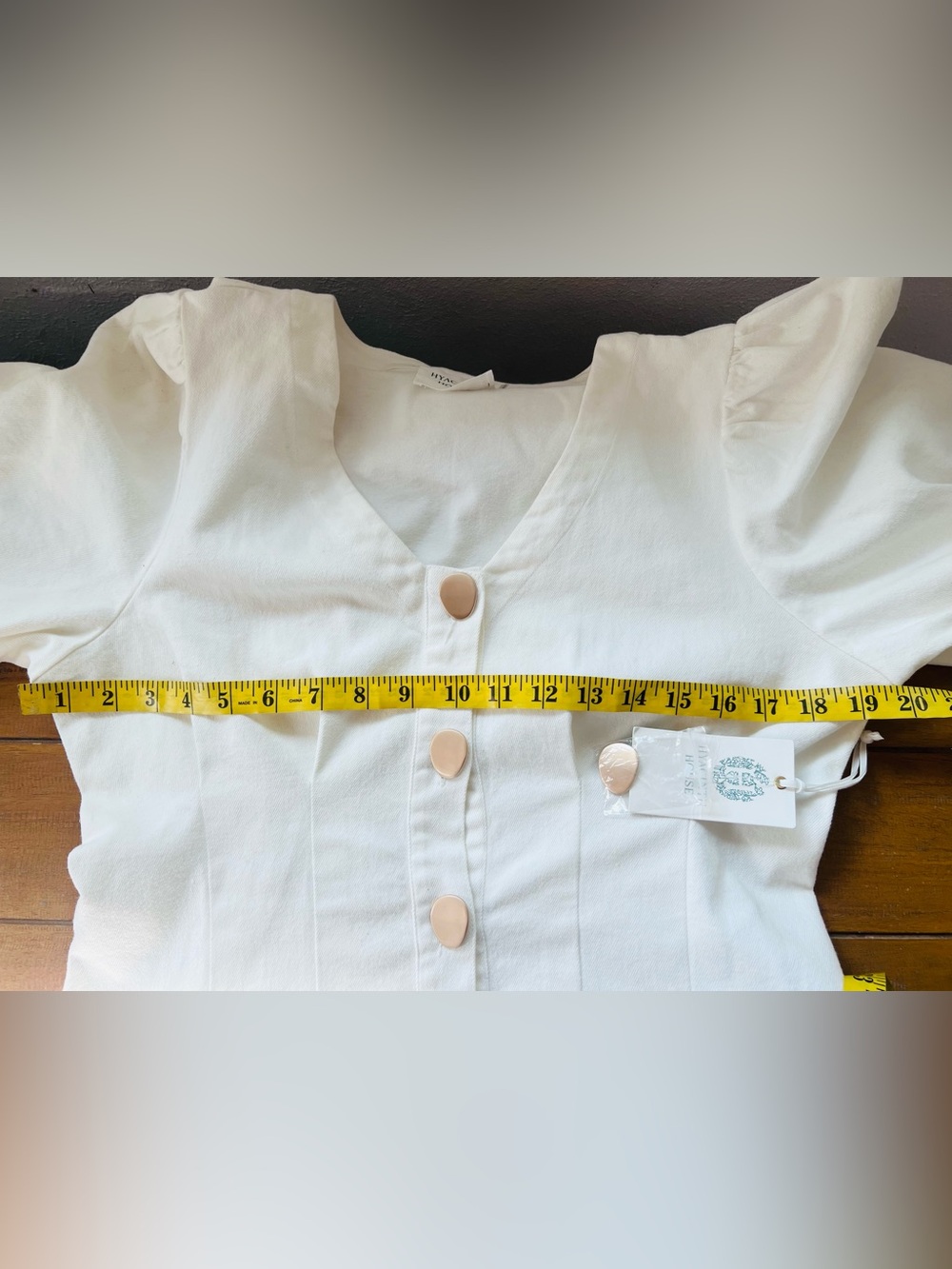 Tuckernuck Hyacinth House Emilia Dress White Denim Mini Size Large NWT - Picture 12 of 13
